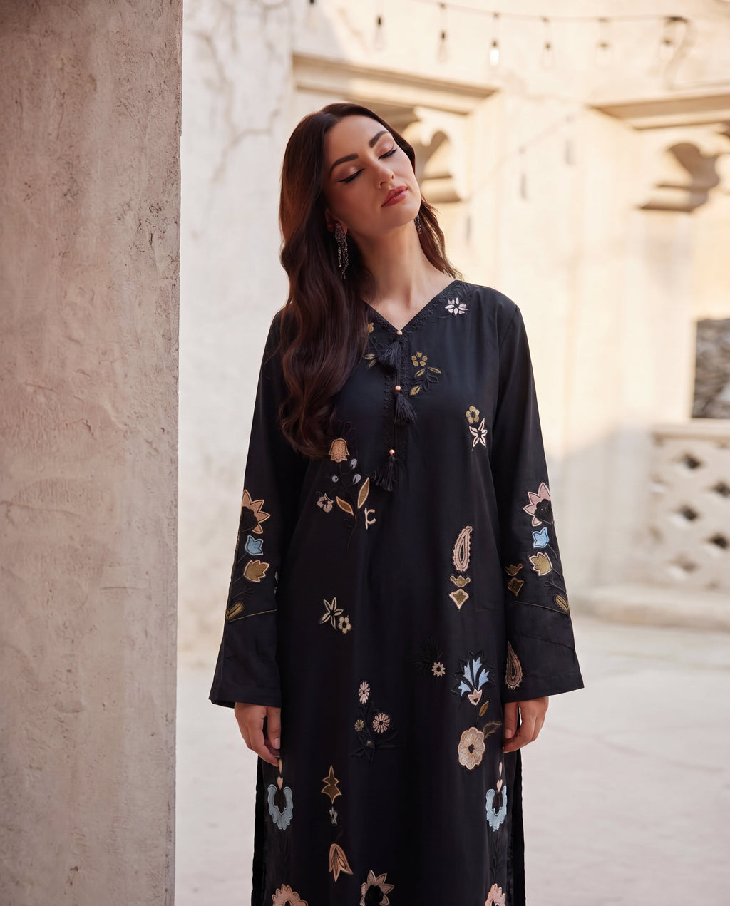 Zaviyar Black Premium Fabric Pakistani Summer Dresses - Sahiba-clothing - 7