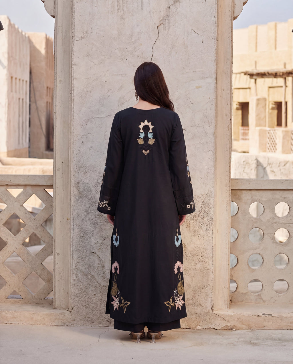 Zaviyar Black Premium Fabric Pakistani Summer Dresses - Sahiba-clothing - 2
