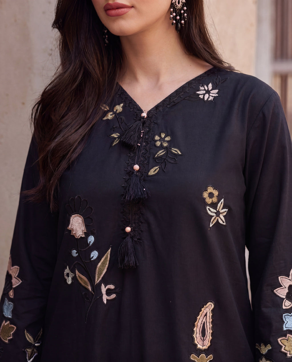 Zaviyar Black Premium Fabric Pakistani Summer Dresses - Sahiba-clothing - 3
