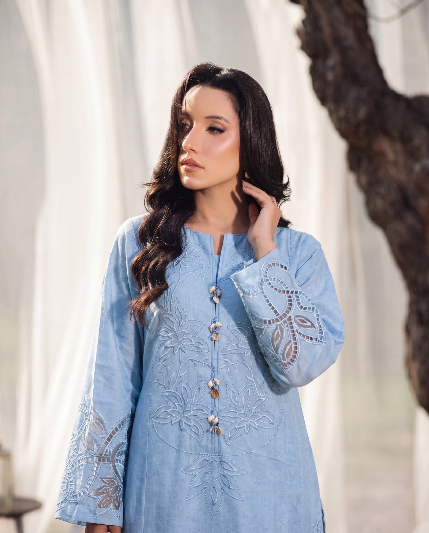 Clockleshell Blue Premium Fabric Pakistani Summer Dresses - Sahiba-clothing - 6
