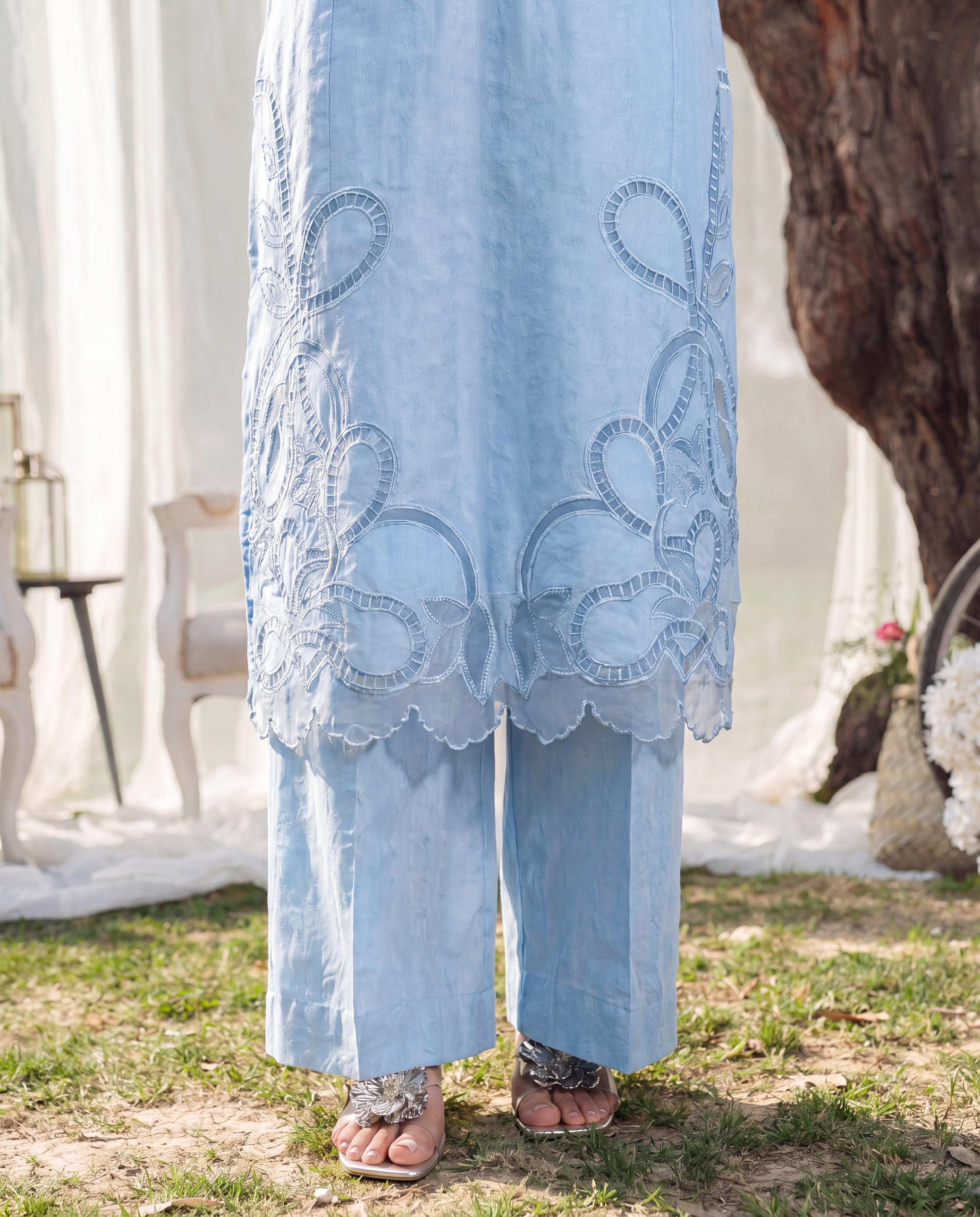 Clockleshell Blue Premium Fabric Pakistani Summer Dresses - Sahiba-clothing - 5