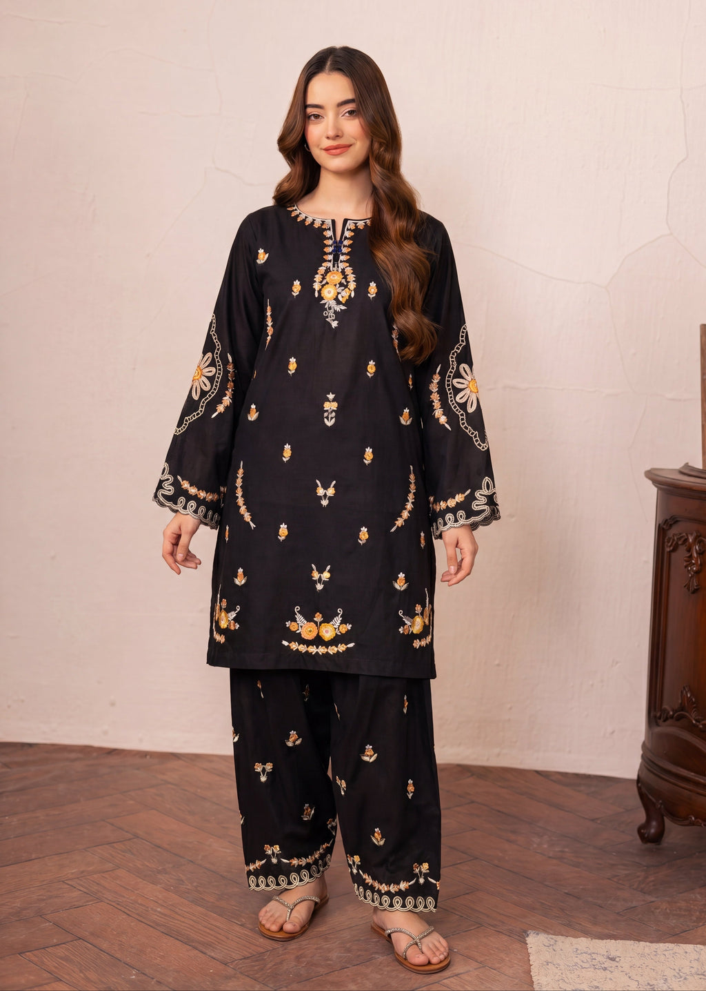 Rehaab Black Premium Fabric Pakistani Summer Dresses - Sahiba-clothing - 1