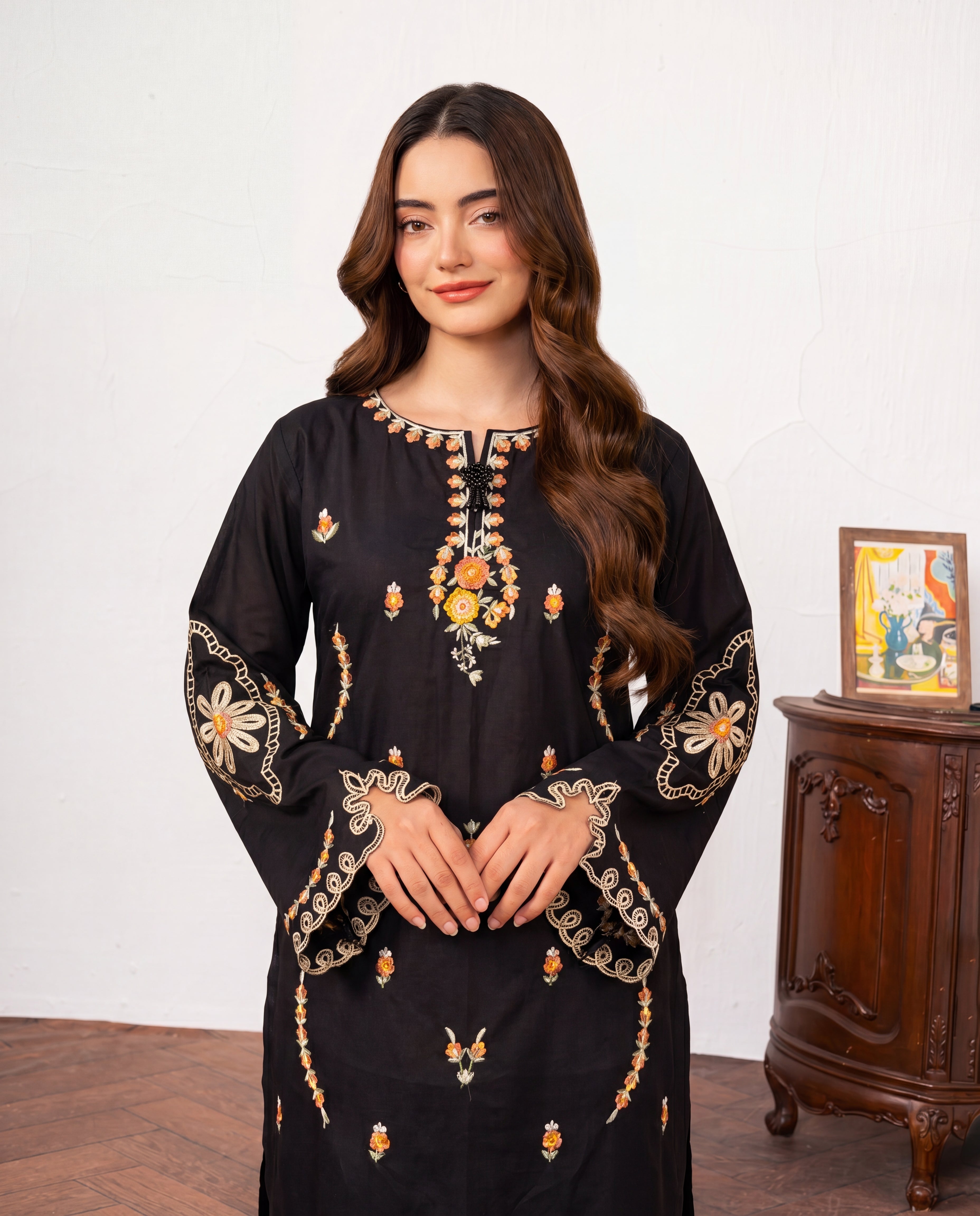 Rehaab Black Premium Fabric Pakistani Summer Dresses - Sahiba-clothing - 3
