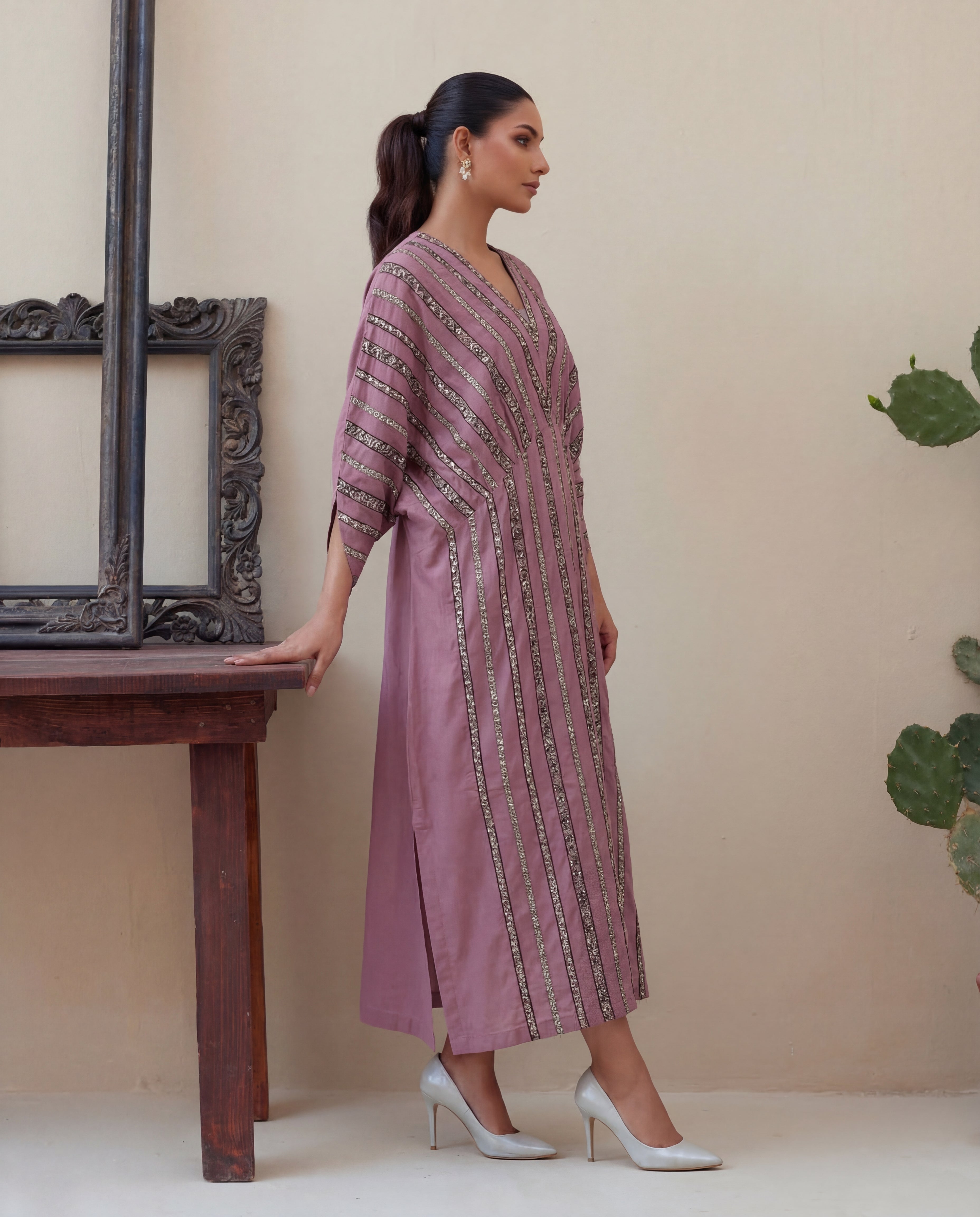 Nouf Pink Premium Fabric Pakistani Summer Dresses - Sahiba-clothing - 3