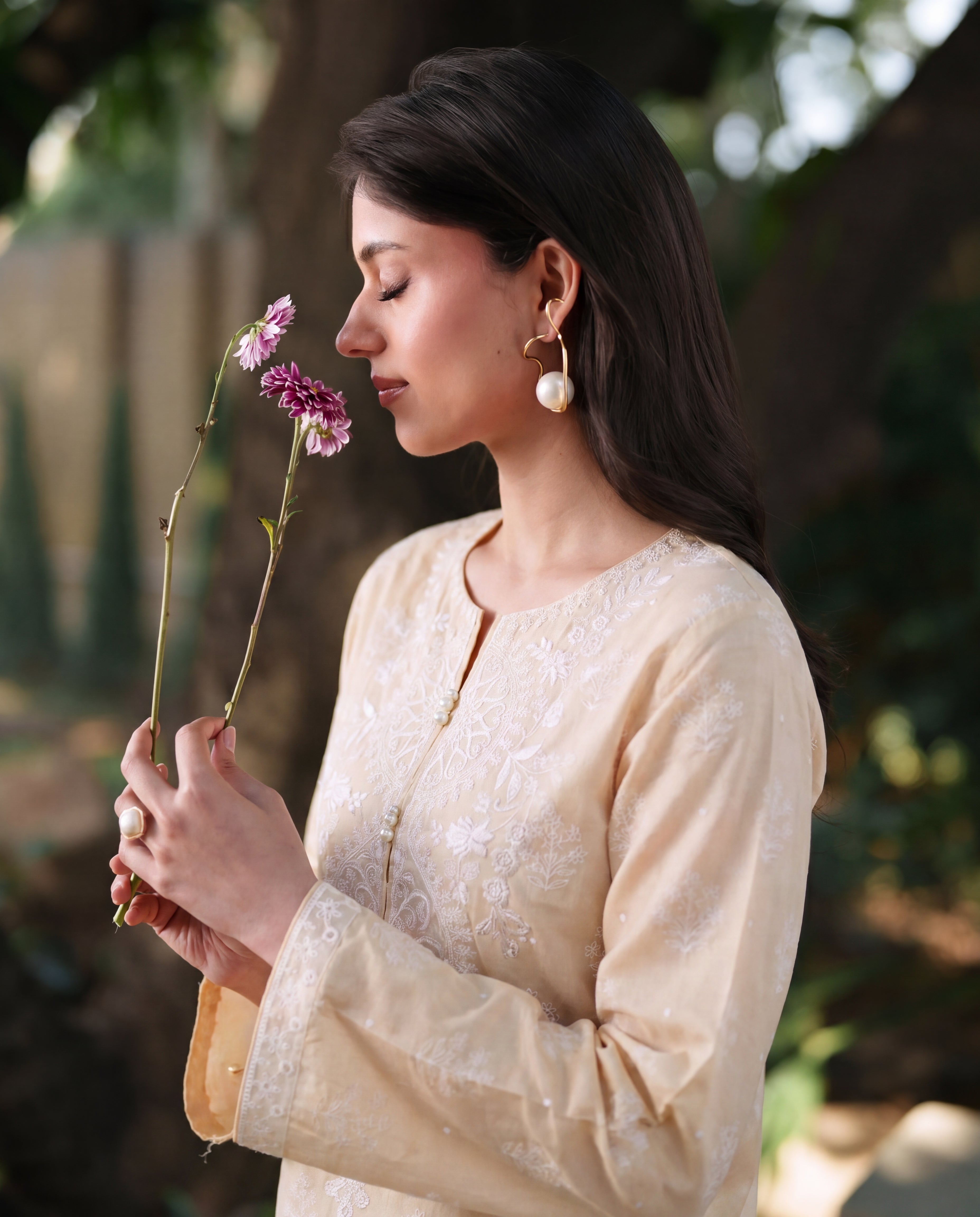Mufeeda Peach Premium Fabric Pakistani Summer Dresses - Sahiba-clothing - 2