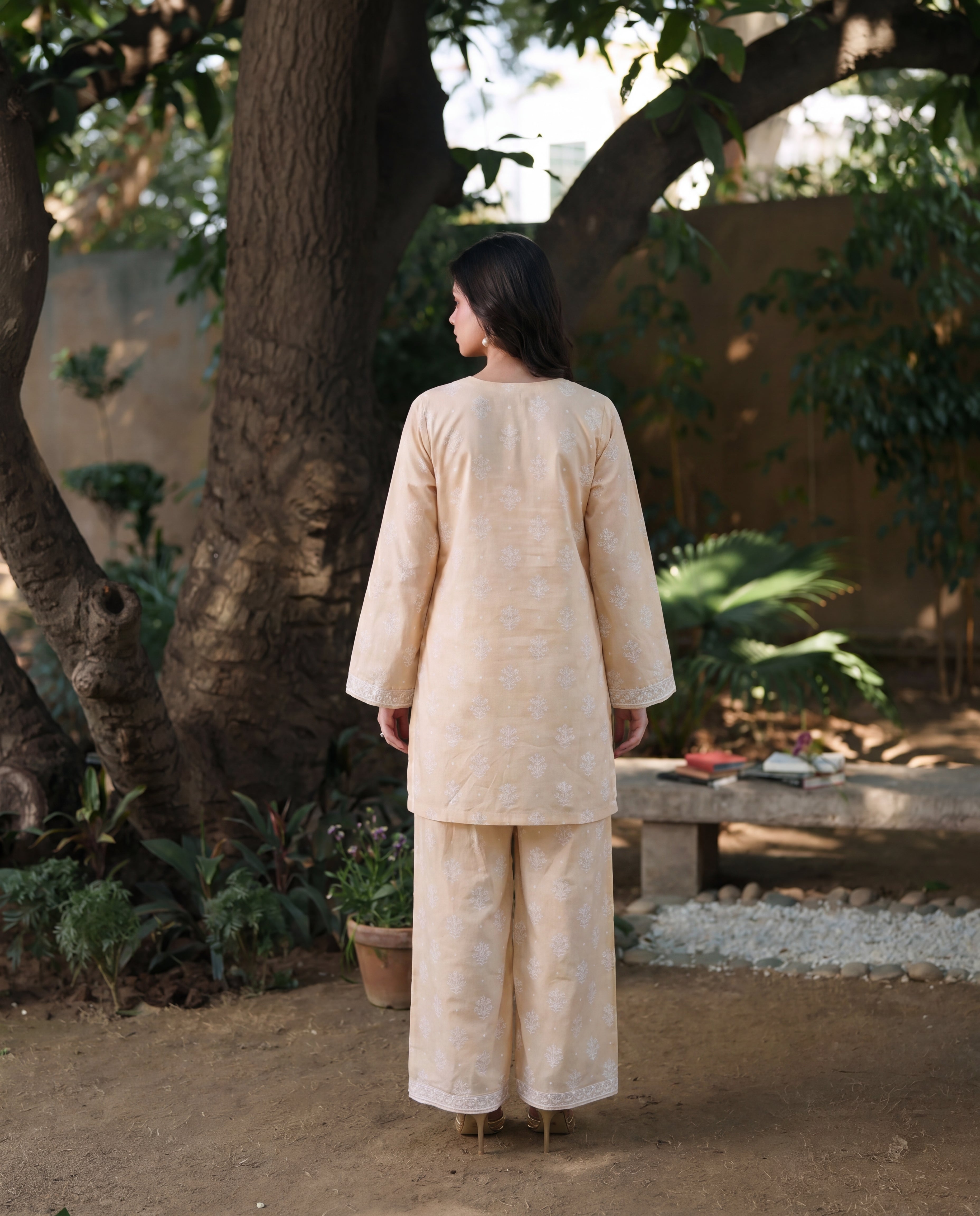 Mufeeda Peach Premium Fabric Pakistani Summer Dresses - Sahiba-clothing - 3
