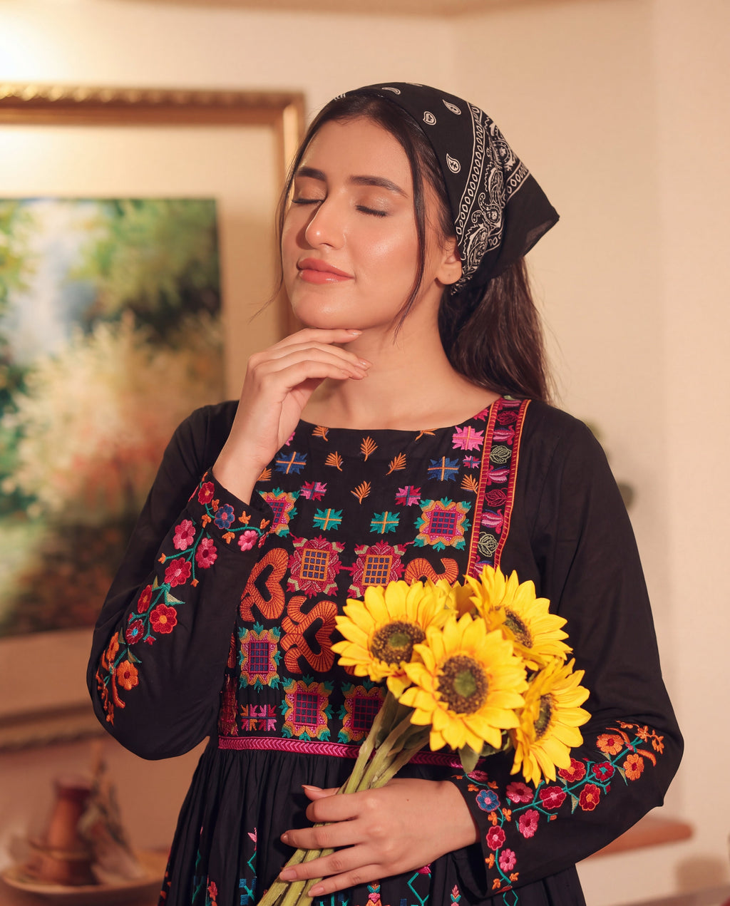 Zafina Black Premium Fabric Pakistani Summer Dresses - Sahiba-clothing - 3