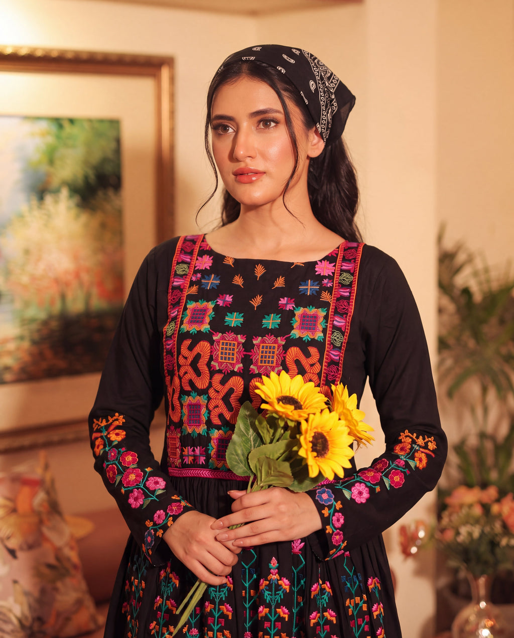 Zafina Black Premium Fabric Pakistani Summer Dresses - Sahiba-clothing - 5