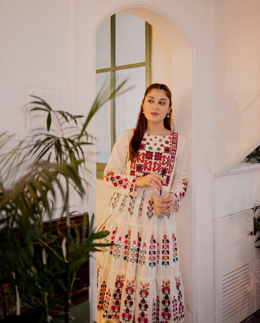 Zafina White Premium Fabric Pakistani Summer Dresses - Sahiba-clothing - 4