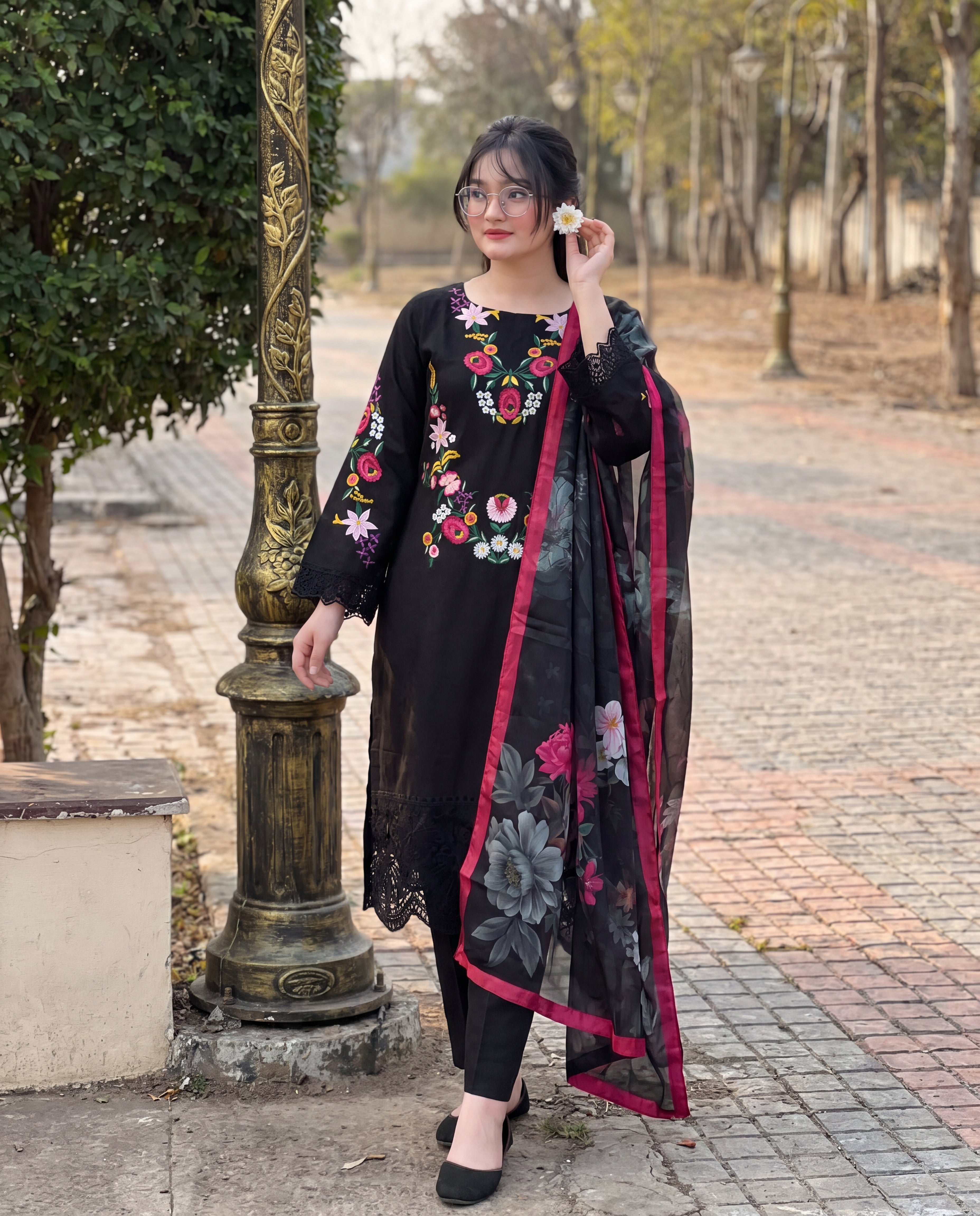 Daffodil Black Premium Fabric Pakistani Summer Dresses - Sahiba-clothing - 1