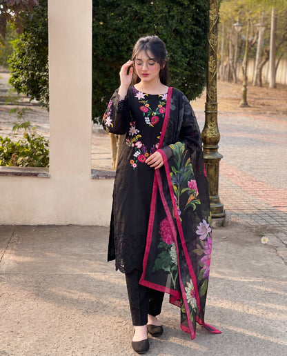 Daffodil Black Premium Fabric Pakistani Summer Dresses - Sahiba-clothing - 9