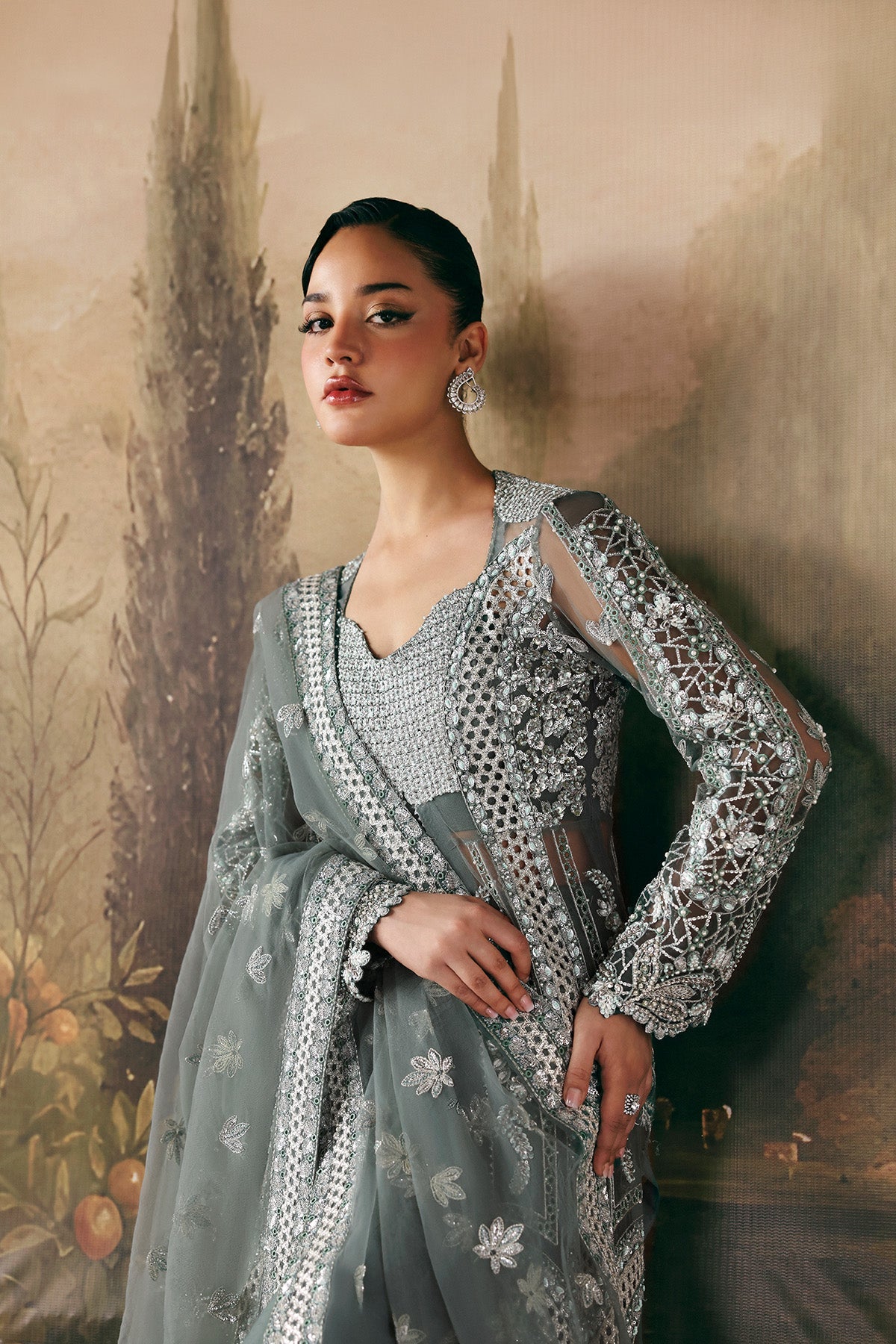 Crescent Premium Fabric Pakistani Formal Dresses - Afrozeh - 4