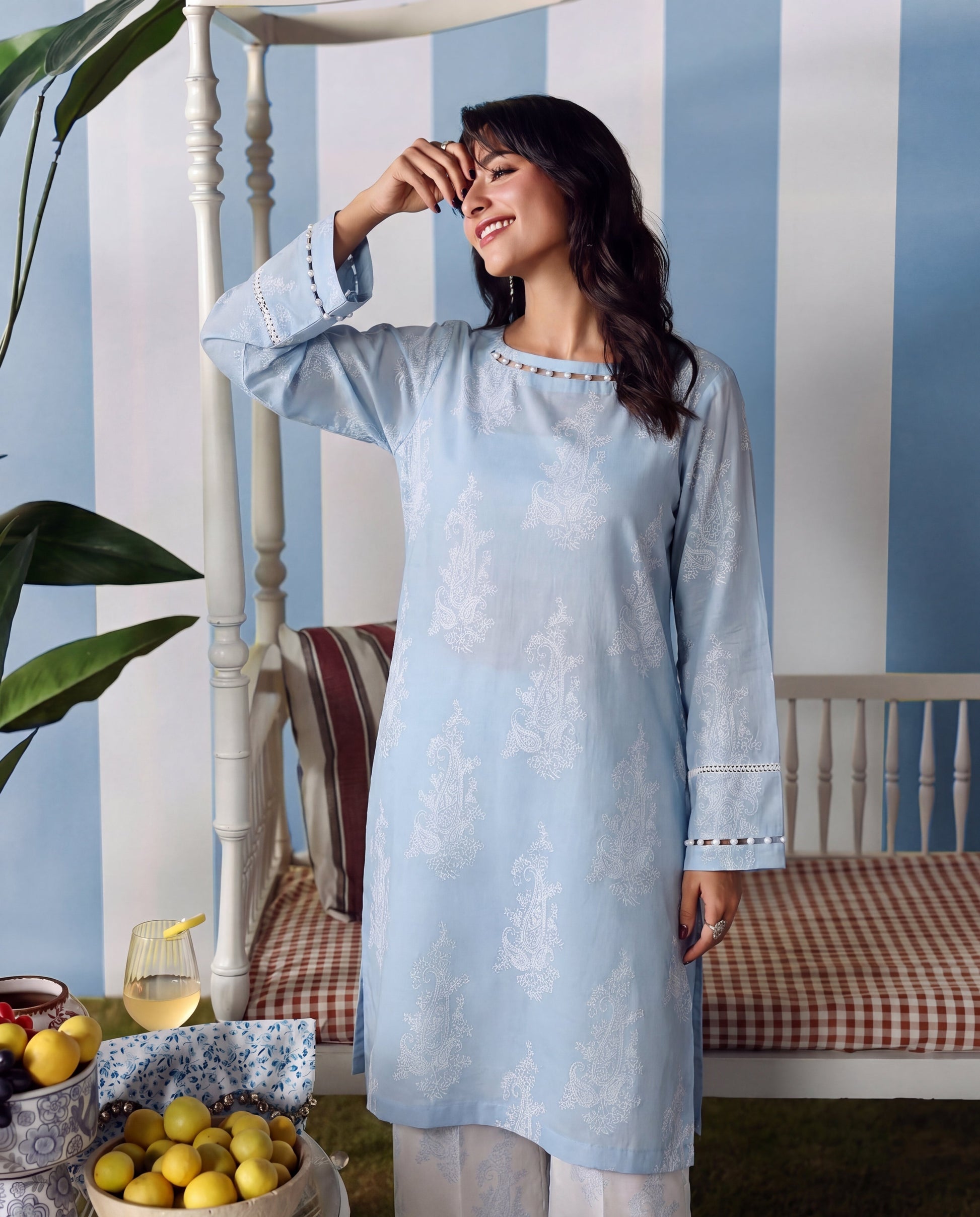 Hessonie - Sky Blue Premium Fabric Pakistani Summer Dresses - Sahiba-clothing - 5
