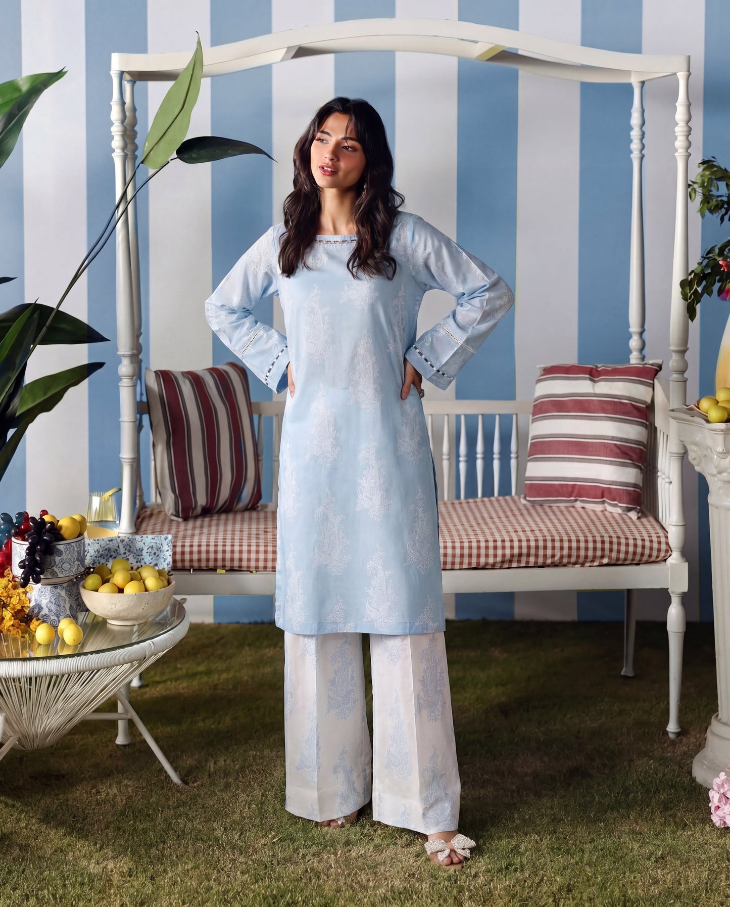 Hessonie - Sky Blue Premium Fabric Pakistani Summer Dresses - Sahiba-clothing - 3