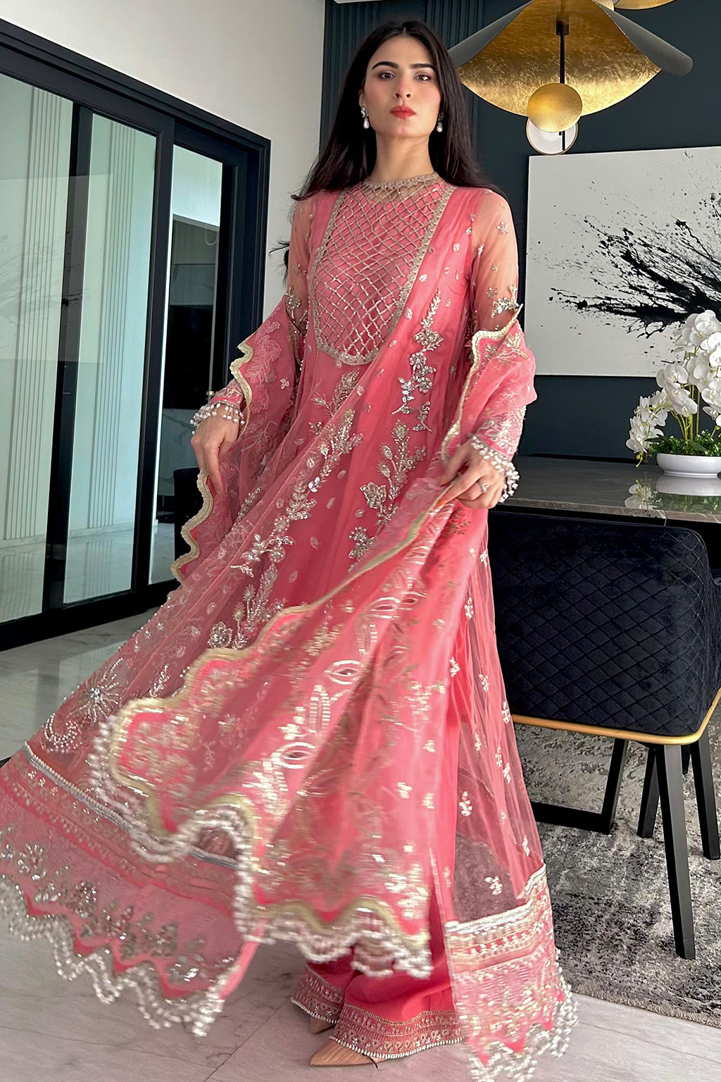 Sandy Raw Silk Pakistani Formal Dresses - Saad Shaikh - 2