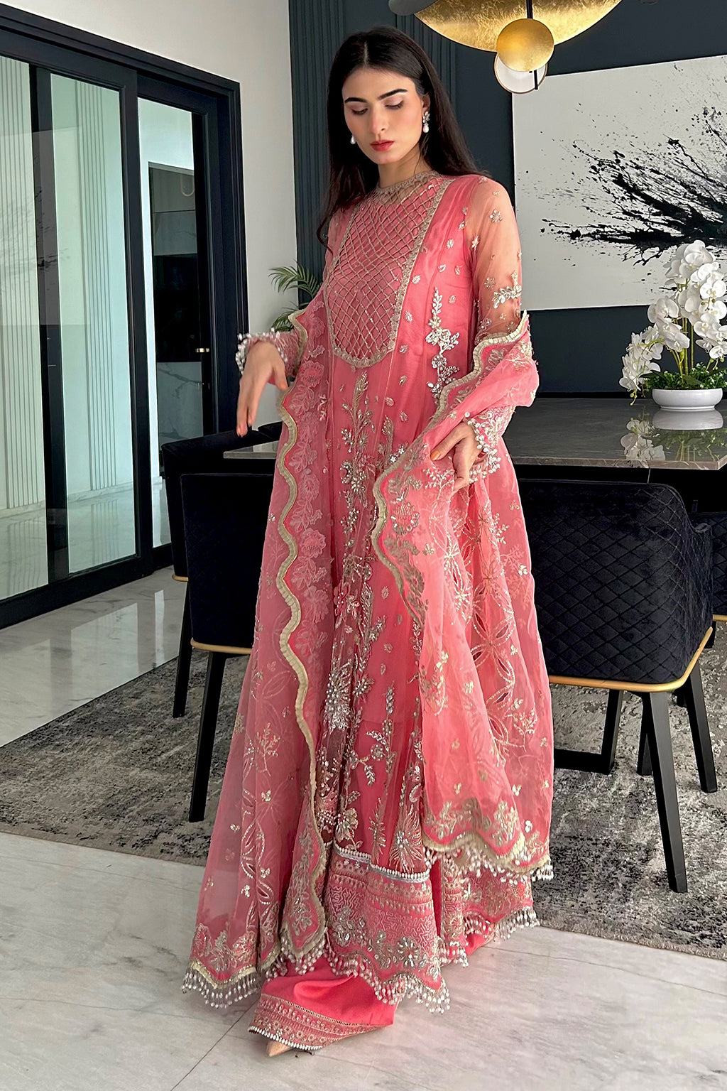 Sandy Raw Silk Pakistani Formal Dresses - Saad Shaikh - 1