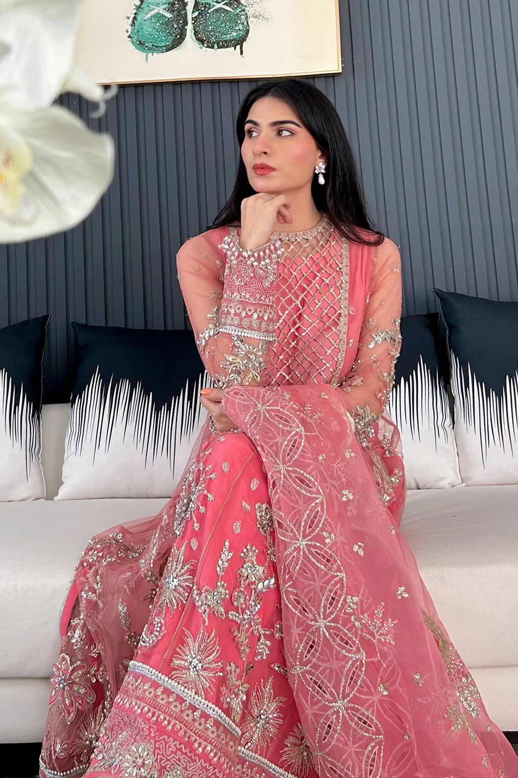 Sandy Raw Silk Pakistani Formal Dresses - Saad Shaikh - 3