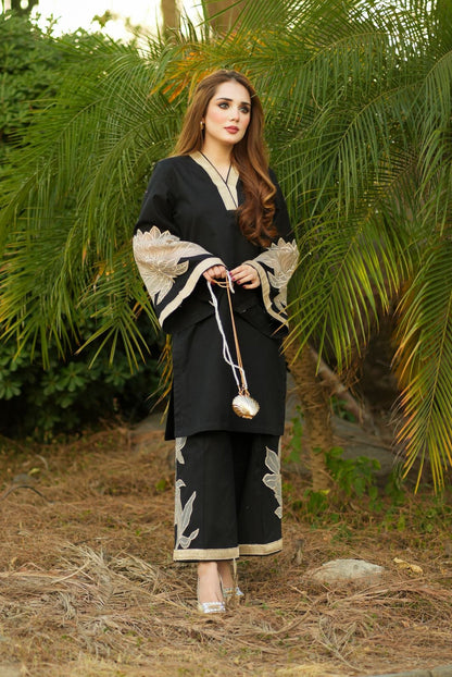 Denali - Black Premium Fabric Pakistani Winter Dresses - Sahiba-clothing - 3