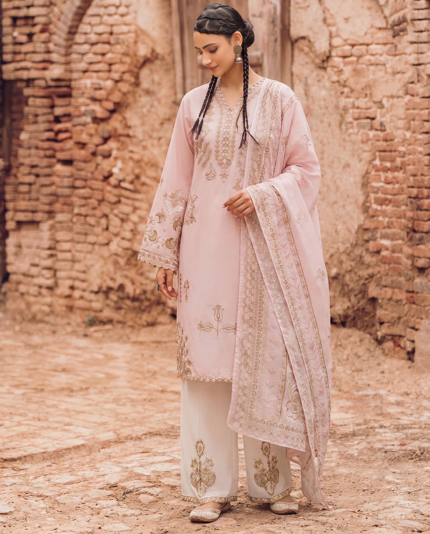 Ishwa Pink Premium Fabric Pakistani Summer Dresses - Sahiba-clothing - 7
