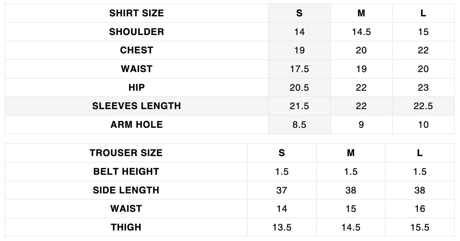 Size Chart