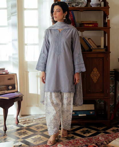 Koh E Noor - Grey Premium Fabric Pakistani Summer Dresses - Sahiba-clothing - 5