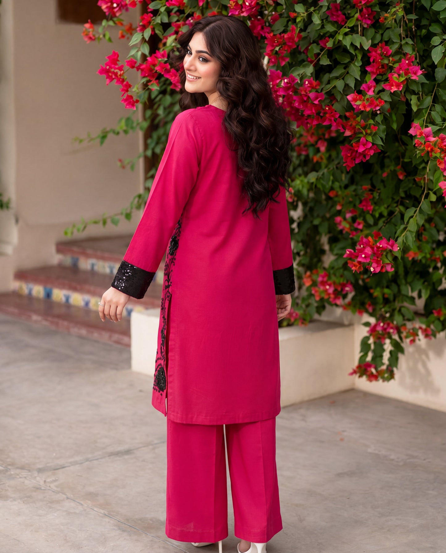 Laamy Red Premium Fabric Pakistani Summer Dresses - Sahiba-clothing - 5