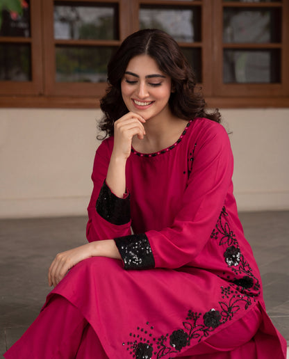 Laamy Red Premium Fabric Pakistani Summer Dresses - Sahiba-clothing - 2