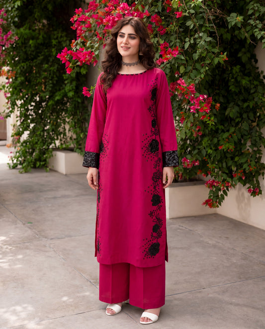 Laamy Red Premium Fabric Pakistani Summer Dresses - Sahiba-clothing - 1