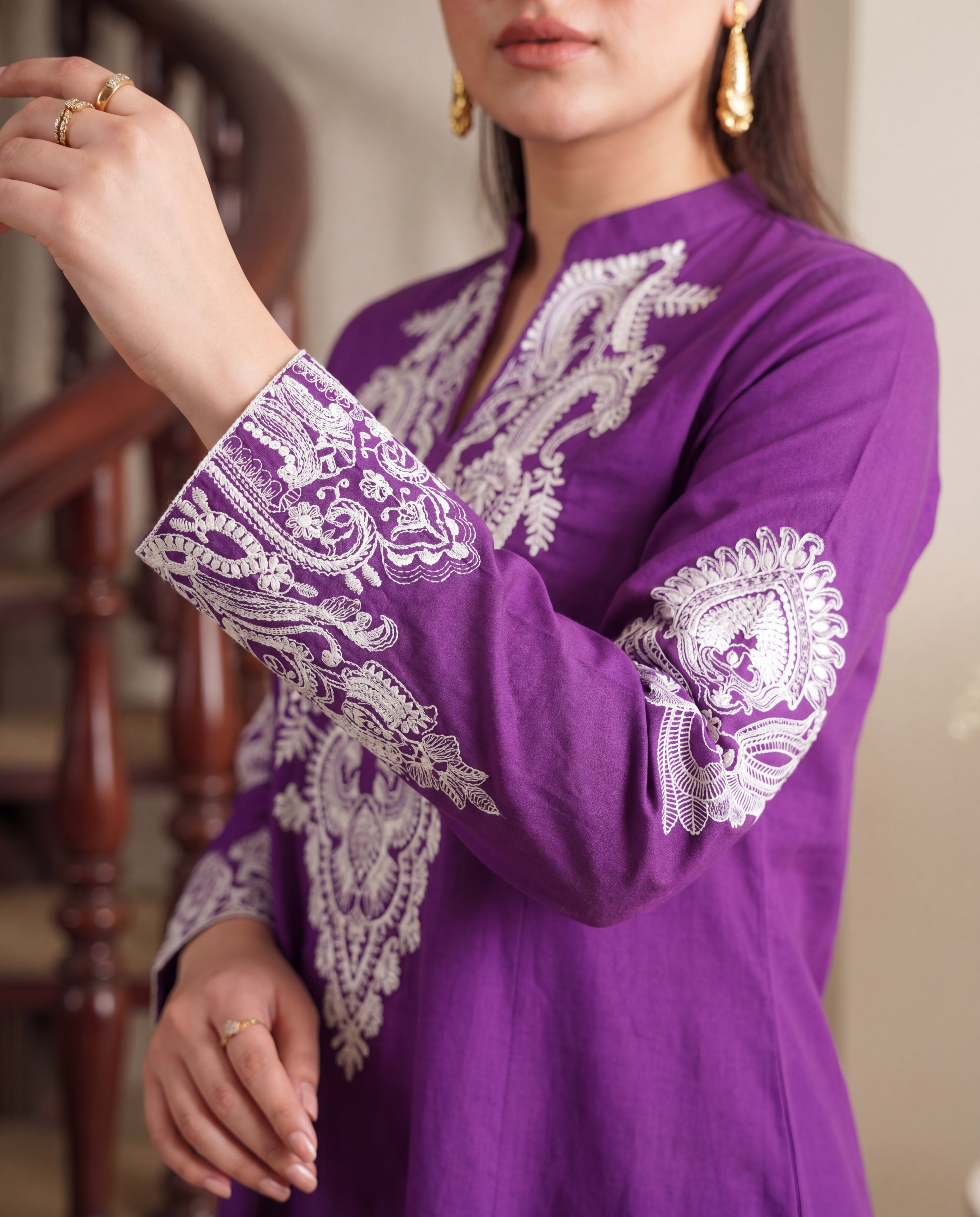 Lavender Premium Fabric Pakistani Summer Dresses - Sahiba-clothing - 3