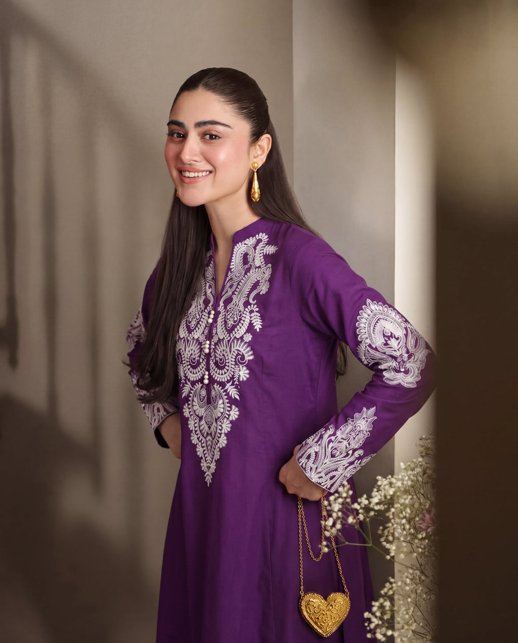 Lavender Premium Fabric Pakistani Summer Dresses - Sahiba-clothing - 5