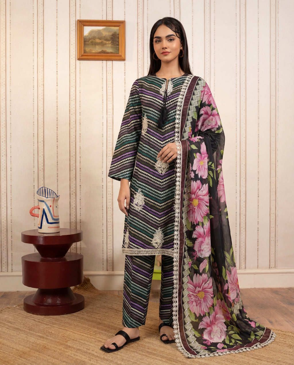 Light Mongia Premium Fabric Pakistani Summer Dresses - Sahiba-clothing - 1