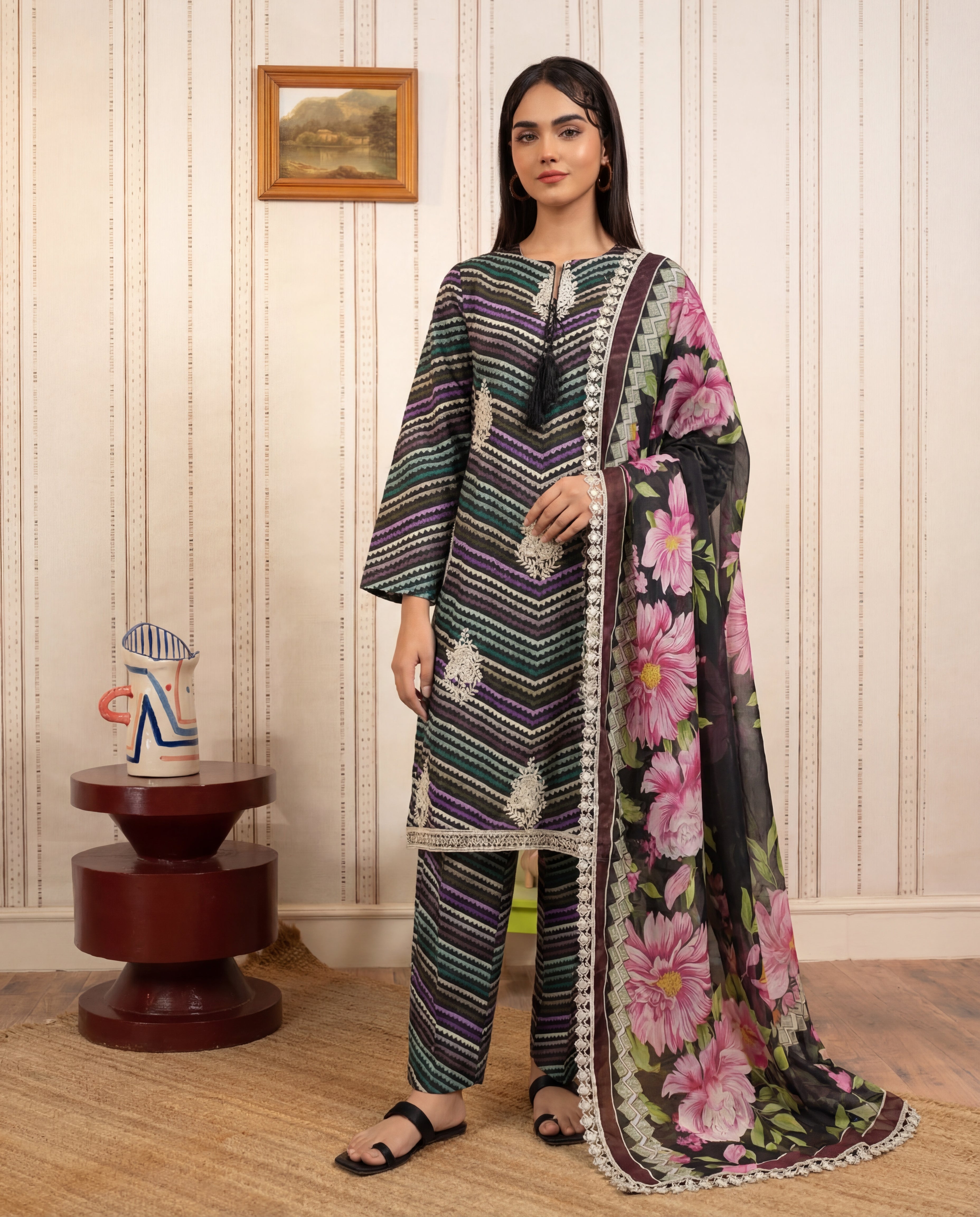 Light Mongia Premium Fabric Pakistani Summer Dresses - Sahiba-clothing - 1