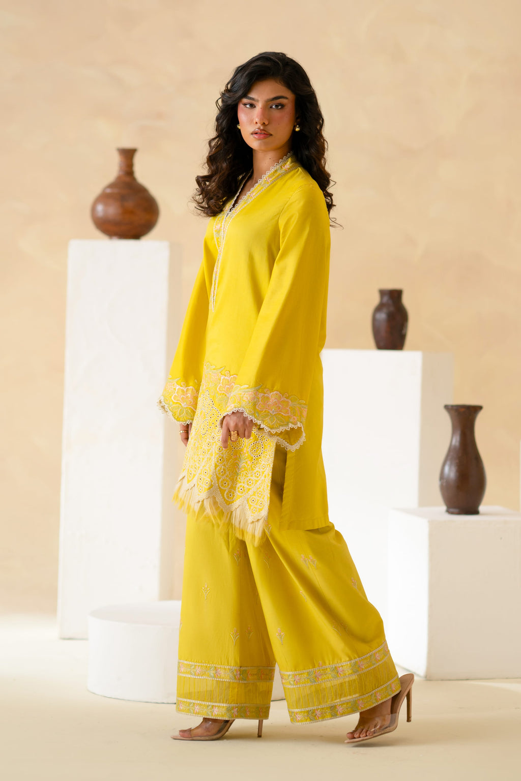 Marigold Cotton Pakistani Summer Dresses - Akbar Aslam - 2