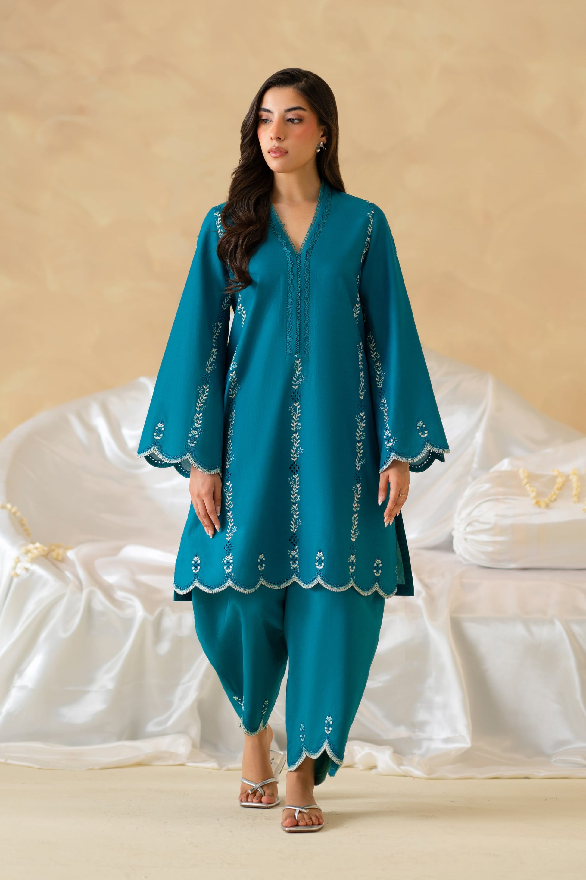 Azure Cotton Pakistani Summer Dresses - Akbar Aslam - 2