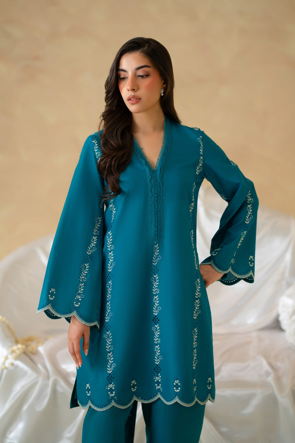 Azure Cotton Pakistani Summer Dresses - Akbar Aslam - 5