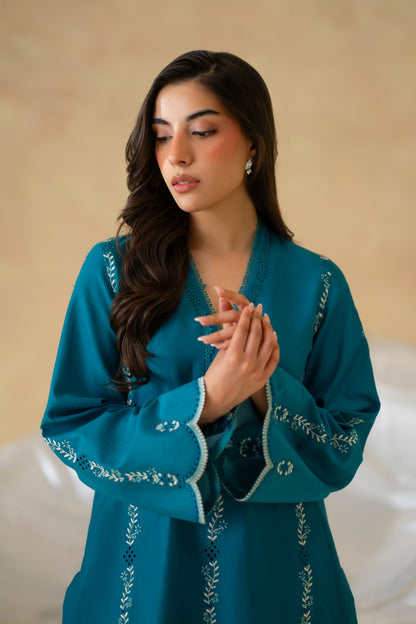 Azure Cotton Pakistani Summer Dresses - Akbar Aslam - 6