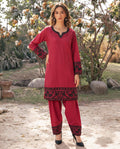 Madiha- Maroon Premium Fabric Pakistani Summer Dresses - Sahiba-clothing - 1