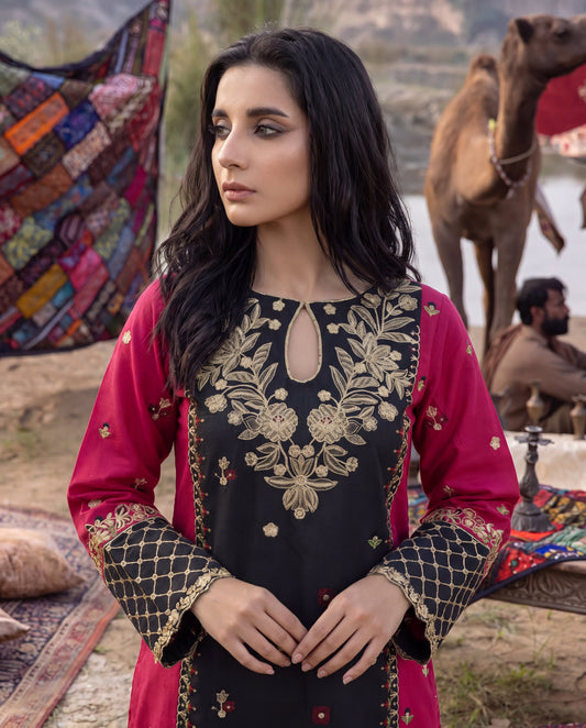 Marigold Black Premium Fabric Pakistani Summer Dresses - Sahiba-clothing - 2