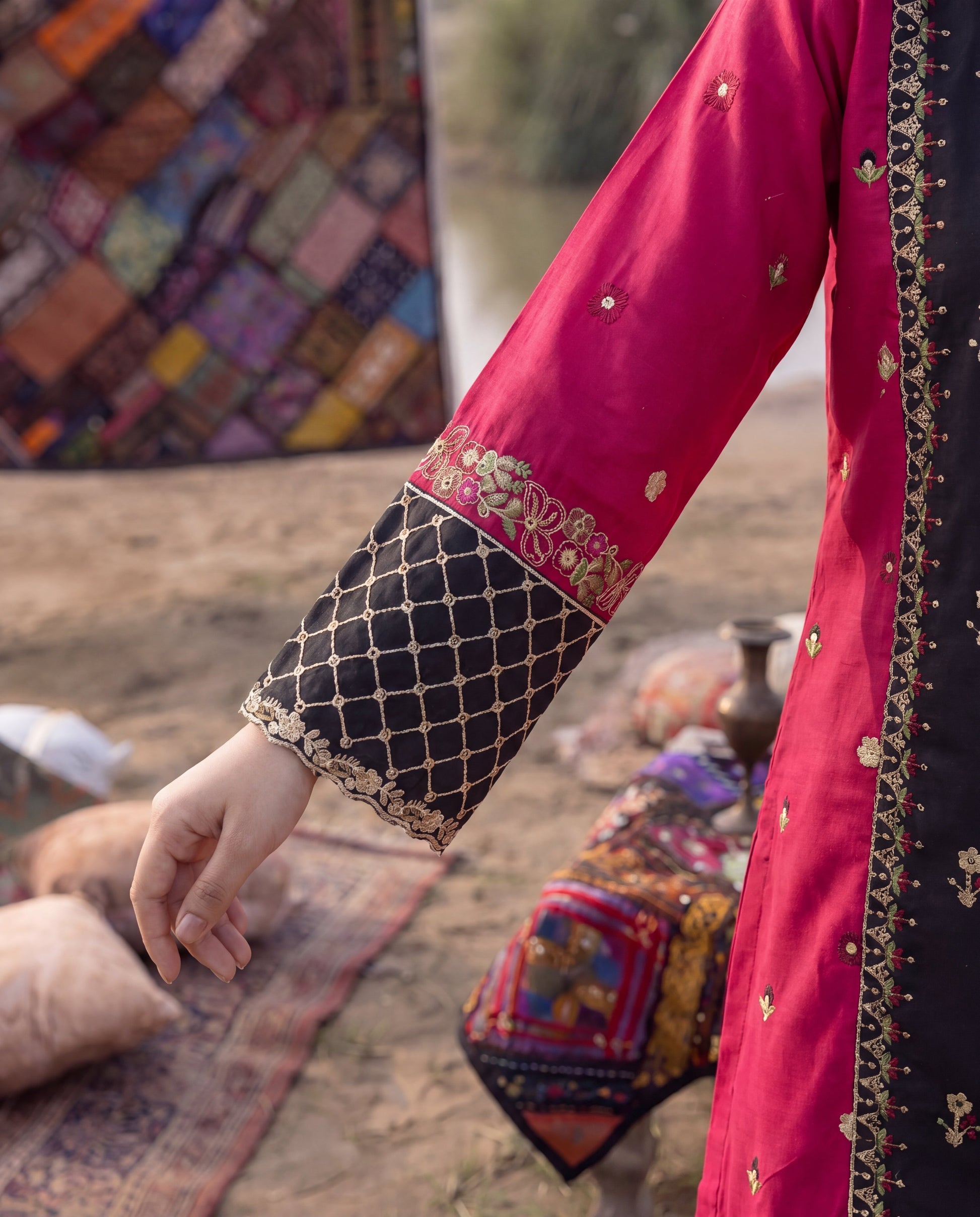 Marigold Black Premium Fabric Pakistani Summer Dresses - Sahiba-clothing - 4