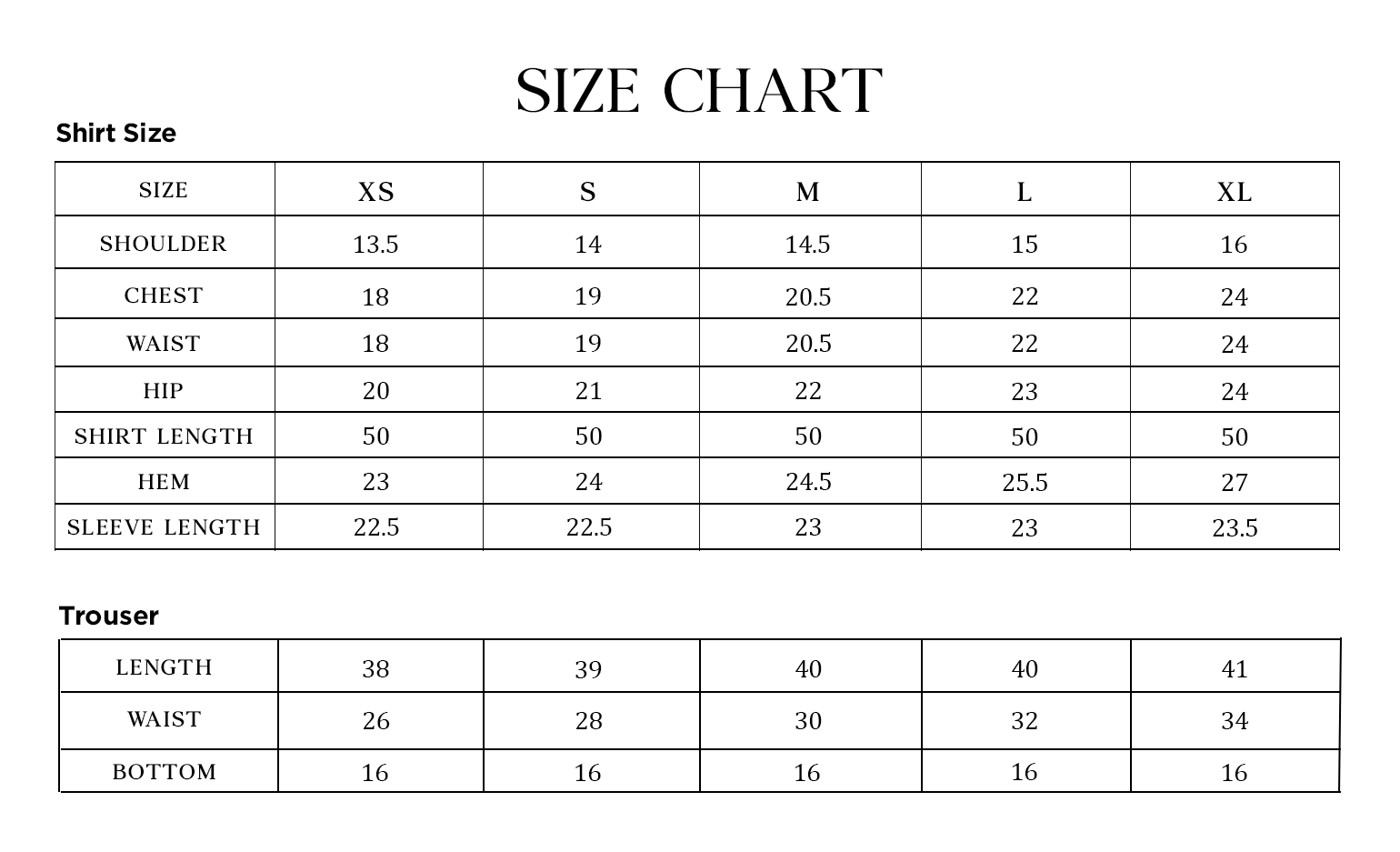 Size Chart