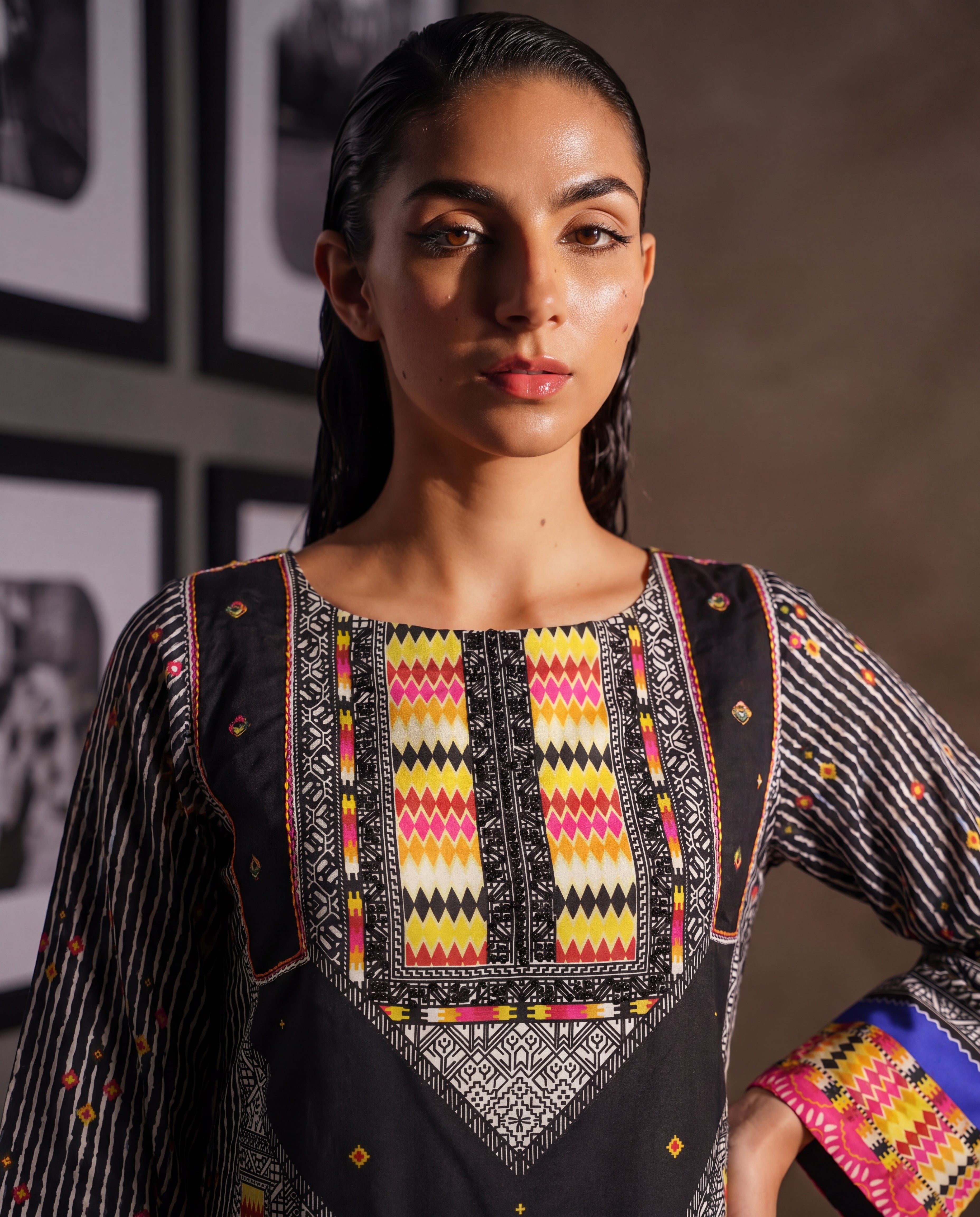 Narmeen - Black Premium Fabric Pakistani Summer Dresses - Sahiba-clothing - 2