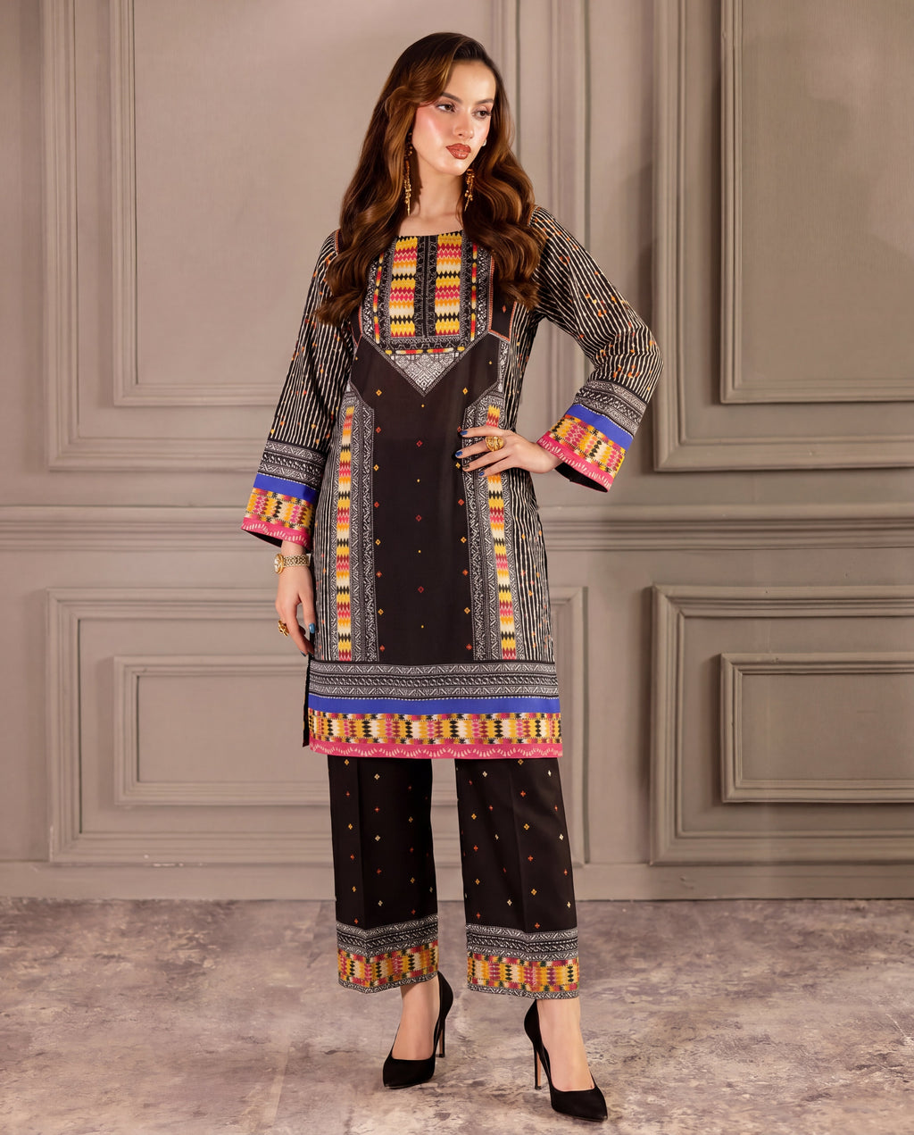 Narmeen - Black Premium Fabric Pakistani Summer Dresses - Sahiba-clothing - 8