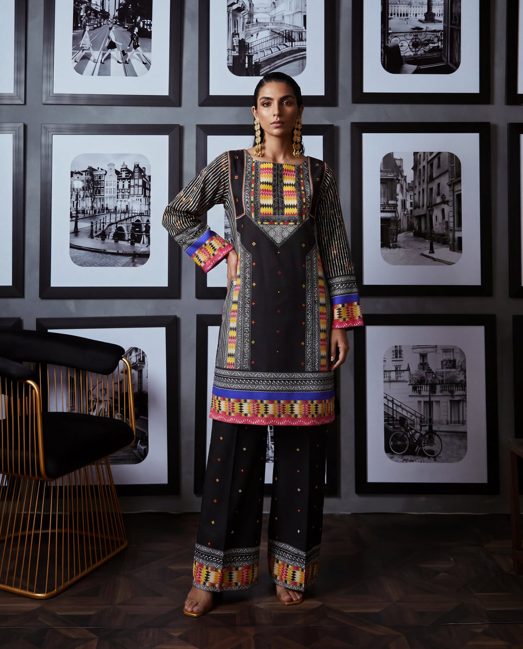 Narmeen - Black Premium Fabric Pakistani Summer Dresses - Sahiba-clothing - 1