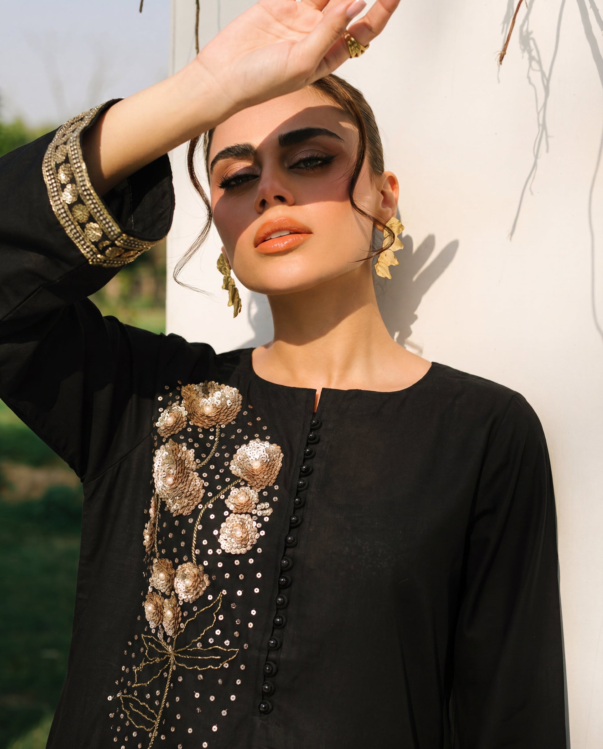 Naulakha Black Premium Fabric Pakistani Summer Dresses - Sahiba-clothing - 3