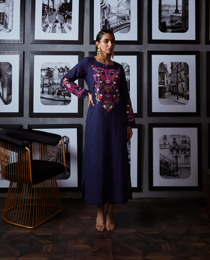 Nayza Navy Premium Fabric Pakistani Summer Dresses - Sahiba-clothing - 8