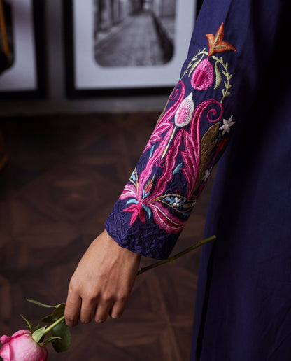 Nayza Navy Premium Fabric Pakistani Summer Dresses - Sahiba-clothing - 5
