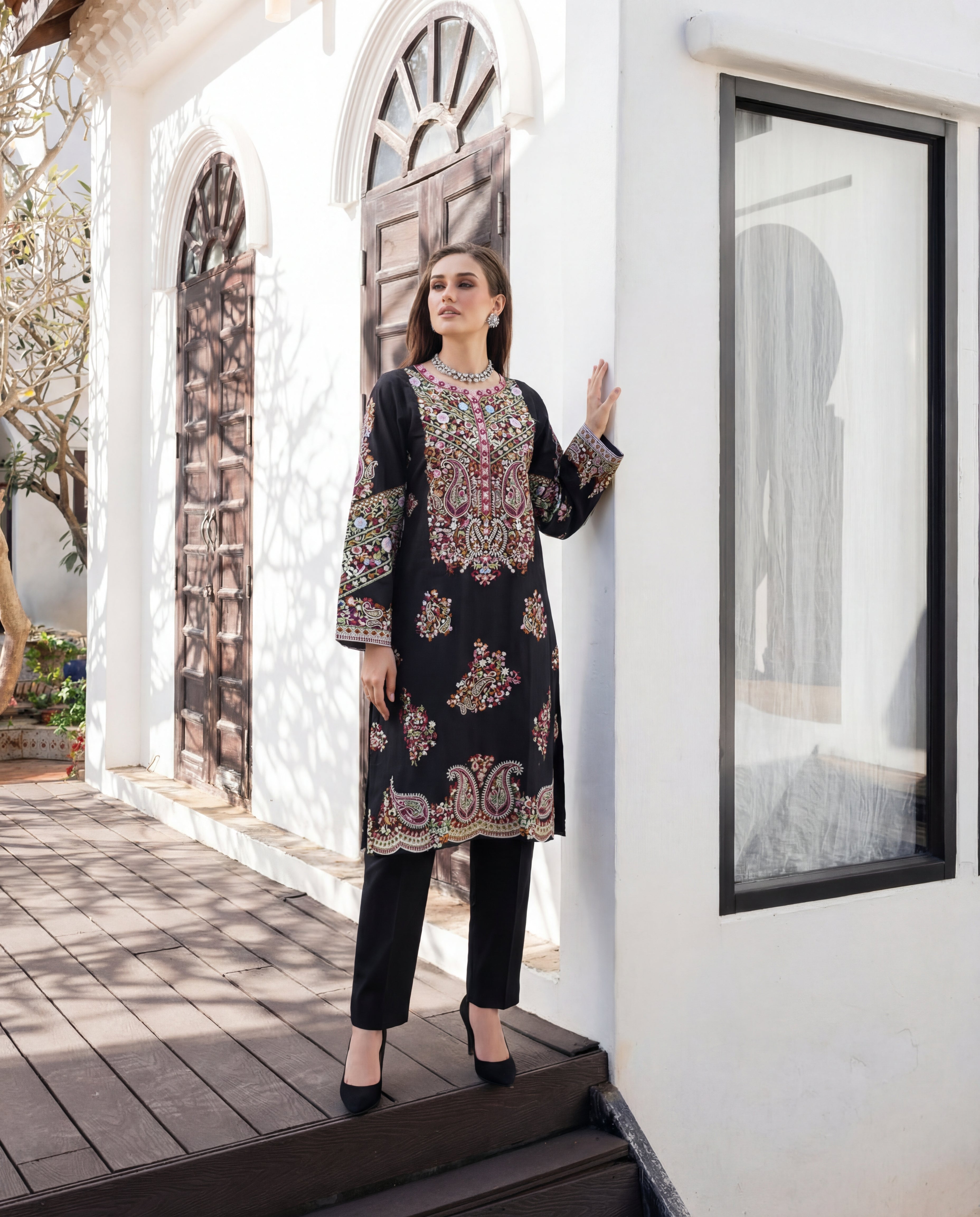 Nureh Black Premium Fabric Pakistani Summer Dresses - Sahiba-clothing - 8