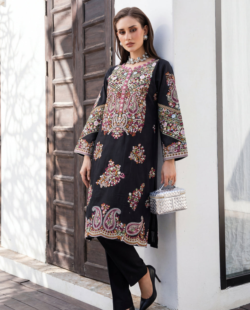 Nureh Black Premium Fabric Pakistani Summer Dresses - Sahiba-clothing - 7
