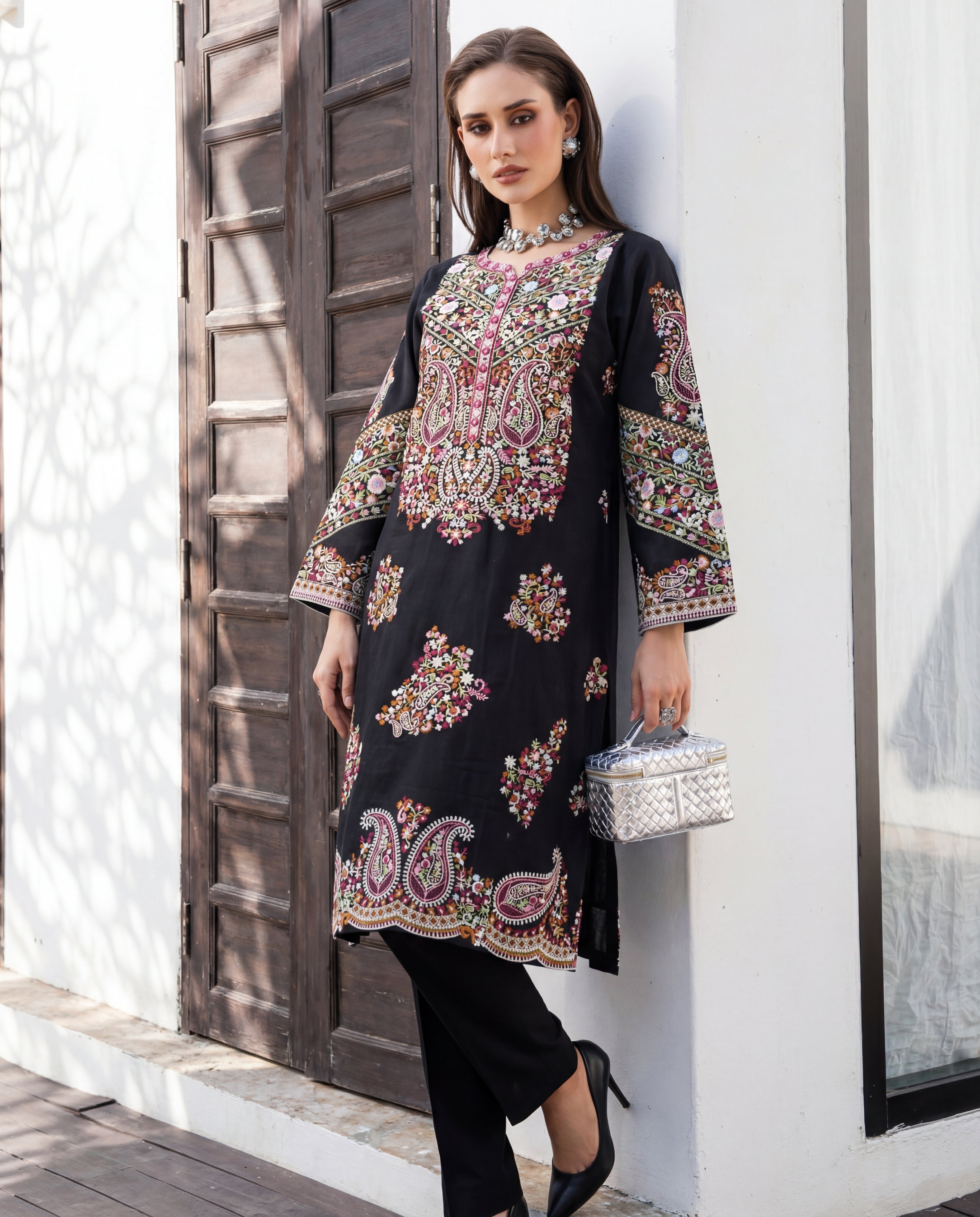 Nureh Black Premium Fabric Pakistani Summer Dresses - Sahiba-clothing - 7