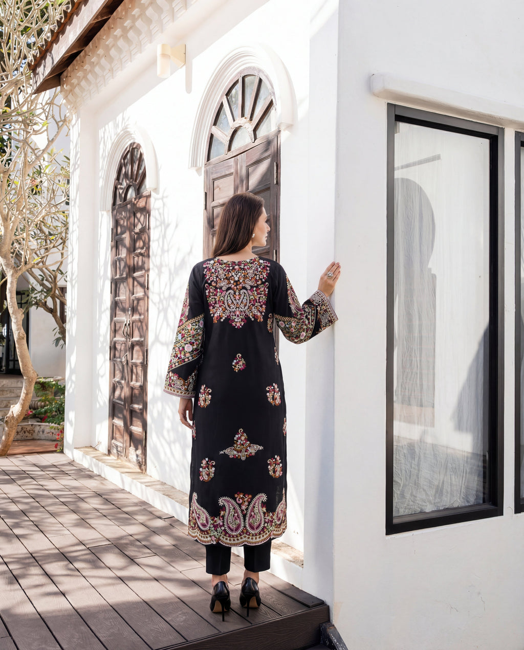 Nureh Black Premium Fabric Pakistani Summer Dresses - Sahiba-clothing - 6